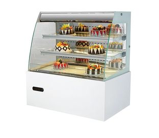 Réfrigérateurs en verre horizontaux incurvés de dessert de vitrine de gâteau pour le supermarché