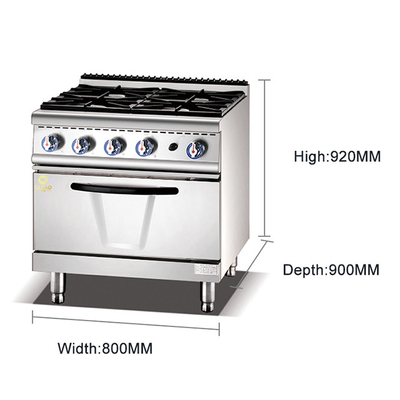 Cuisinière à gaz pour restaurant GL-RS-4H Dimensions internes 568x590x270 4.15/5.85Kg/h Consommation