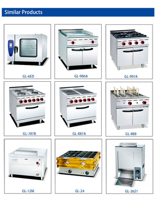 Efficacité Cuisine commerciale Cuisinière à gaz 6 brûleurs Équipement de restauration lourd NG/GPL