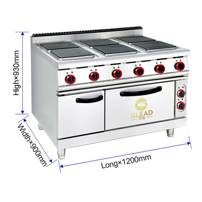 Équipement de cuisson électrique de restaurant Grille commerciale en acier inoxydable GL-TT-6 modèle 29KW Puissance - 176kg