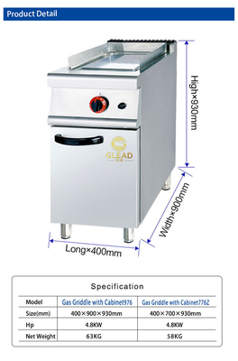 330x580x20 Taille de plaque à griller Équipement de cuisine pour cuisine commerciale pour alimentation en GPL/GNL