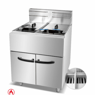 Friteuse à gaz avec 2 brûleurs 30kg 11,2kw Équipement de cuisson Commercial Équipement de cuisson 220V Voltage