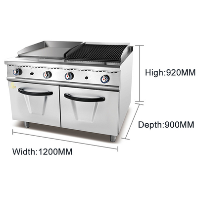 GL-RG RH Équipement de cuisson pour les restaurants à gaz pour la préparation des aliments à grande échelle Grill à gaz +grill à roche de lave avec armoire
