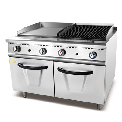 GL-RG RH Équipement de cuisson pour les restaurants à gaz pour la préparation des aliments à grande échelle Grill à gaz +grill à roche de lave avec armoire