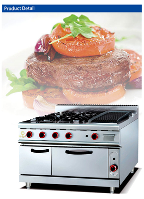 GH-999A Range à gaz avec four à 4 brûleurs Lava Rock Grill pour cuisson professionnelle
