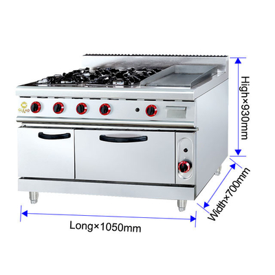 Power Gas Range GH-999A 27Kw Équipement de cuisson commercial avec grill et four à roche Poids 205kg