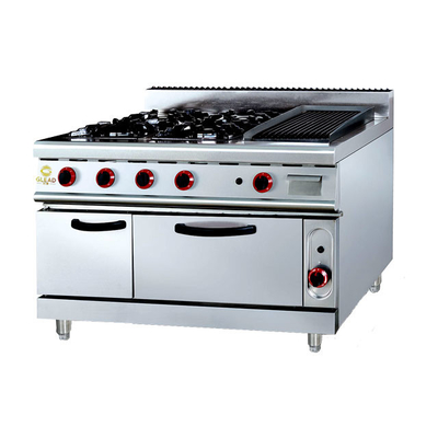 Power Gas Range GH-999A 27Kw Équipement de cuisson commercial avec grill et four à roche Poids 205kg