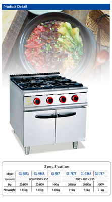 Réservoir commercial à gaz avec 4 brûleurs / four à gaz 20,8 kW Équipement de cuisson de restaurant GH-987A