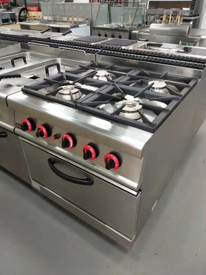 Range à gaz GH-987A avec four à gaz à 4 brûleurs pour la cuisson des restaurants lourds