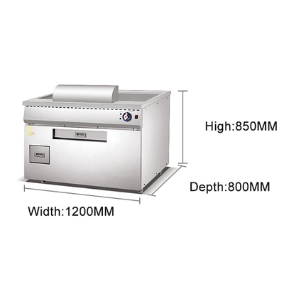 Équipement de cuisson de cuisine à gaz japonais Teppanyaki LPG/2800Pa de 10 kW avec un poids de 270 kg