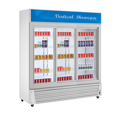 Cooler d'affichage de boissons en acier inoxydable commercial 1300L Volume 220-240v Voltage 0~10 Température