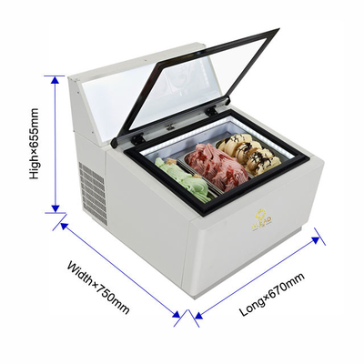Smart Gelato vitrine de crème glacée équipement de réfrigération de 200W 44KG N.W. -16.C à -18.C Température 220-240V