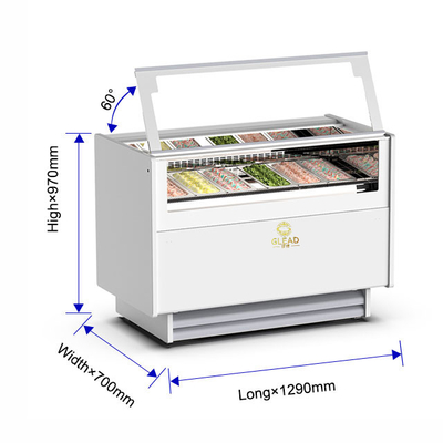 Unité de réfrigération de vitrine de glace ventilée de 1050W avec 6 poêles italiennes