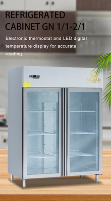 GN1/1 Équipement de réfrigération par refroidisseur vertical fonctionnant à -14 ~-18°C pour le stockage de grands volumes