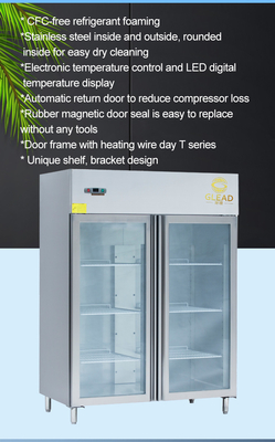 GN1/1 Équipement de réfrigération par refroidisseur vertical fonctionnant à -14 ~-18°C pour le stockage de grands volumes