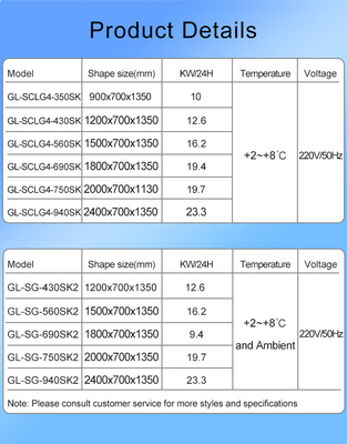 Réfrigérateur de vitrine de gâteau commercial 415L Capacité 2200W Consommation d'énergie Technologie de refroidissement par air