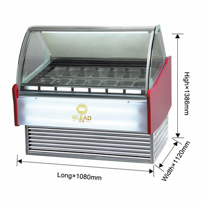 Unité de réfrigération de vitrine de crème glacée commerciale 220-240V 2N-50HZ 1/4*6PAN PCS Refroidissement par air 2200W Puissance