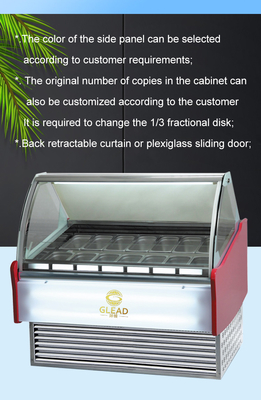 Unité de réfrigération de vitrine de crème glacée commerciale 220-240V 2N-50HZ 1/4*6PAN PCS Refroidissement par air 2200W Puissance