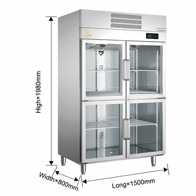 Équipement de réfrigération commercial de refroidissement par air 1000/1200 Volume de l'armoire avec chauffage de démoulage