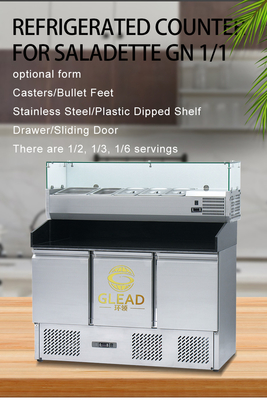 Chiller de table de travail à 3 portes en acier inoxydable commercial avec régulateur de température