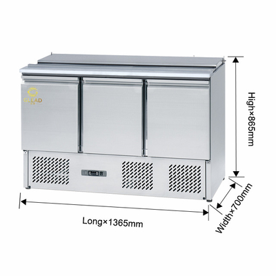 Chiller de table de travail à 3 portes en acier inoxydable commercial avec régulateur de température