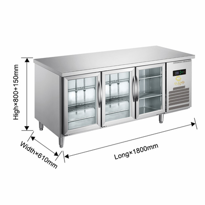 220V-240V 5°C -0°C Appareil de réfrigération industriel à porte double vitrée 150L