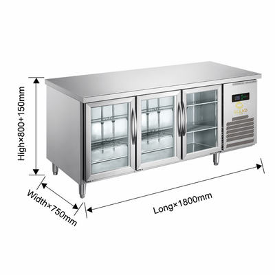220V-240V 5°C -0°C Appareil de réfrigération industriel à porte double vitrée 150L