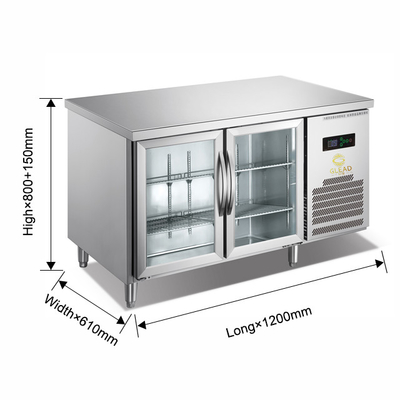 220V-240V 5°C -0°C Appareil de réfrigération industriel à porte double vitrée 150L