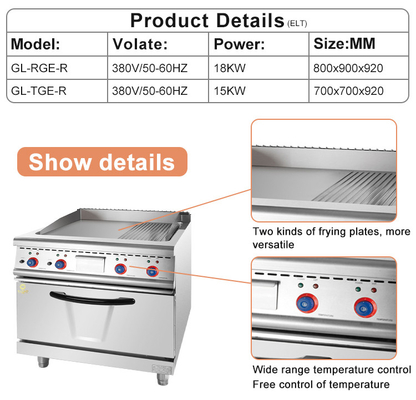GL RG Ventilateur de gaz à GPL/GNG Commercial Cooking Range Machine 17,8 kW avec réglage de la température
