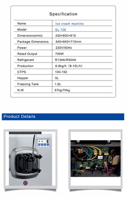 Efficacité 220-240V Unités de refroidissement industriel R134A/R404A 6-8 kg/h Sortie