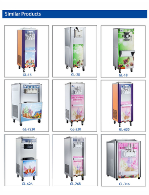 Capacité Machine à glaces douces avec 20-25 kg/h Production 28-36L/h Sortie 330-420 tasses/h