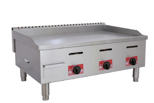 Grill à gaz professionnel en acier inoxydable argenté pour cuisson de restaurant