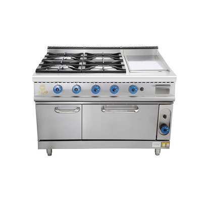 Hôtel Cuisine Cuisinière à gaz lourd ensemble SS304 - GPL/gaz naturel 150KG N.W.