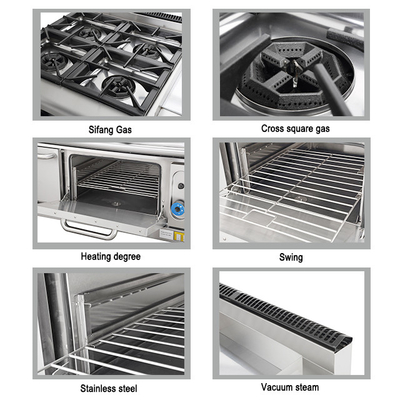 Hôtel Cuisine Cuisinière à gaz lourd ensemble SS304 - GPL/gaz naturel 150KG N.W.