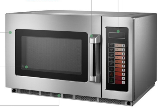 Cuisinier à micro-ondes noir/blanc de 25L pour la cuisson à température de 0 à 200 °C avec contrôle tactile par membrane