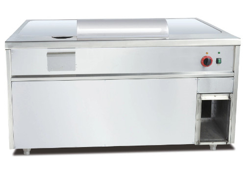 Machine à teppanyaki à gaz d'argent pour cuisiner à la japonaise