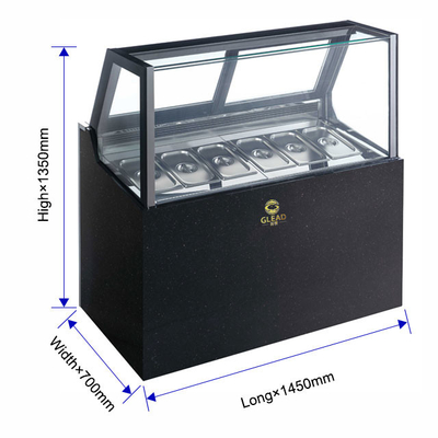 Machine à glace à refroidissement par ventilateur avec température de -18 à 22 °C et réfrigérant R404a - 6 Flavor