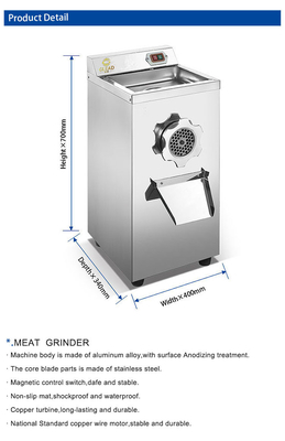 Meuleuse à viande en acier inoxydable de 320 kg/h avec moteur à fil de cuivre standard national