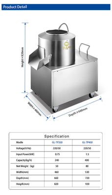 Machine de coupe de pommes de terre en acier inoxydable de 400 kg/h avec conception sûre et hygiénique
