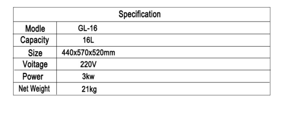 Friteuse de poulet portable de 16L pour hôtels commerciaux avec 21 kg N.W. et 3 kW de puissance