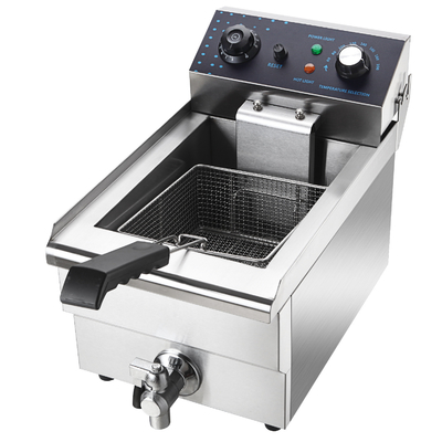 Équipement de cuisson de cuisine à cylindre unique avec taille compacte et plage de température de 0 à 200 ° C. Friteuse