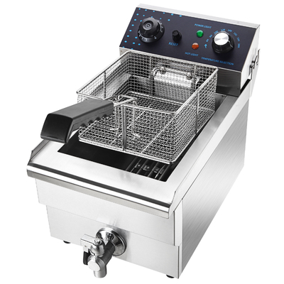 Équipement de cuisson de cuisine à cylindre unique avec taille compacte et plage de température de 0 à 200 ° C. Friteuse