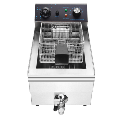 Équipement de cuisson de cuisine à cylindre unique avec taille compacte et plage de température de 0 à 200 ° C. Friteuse
