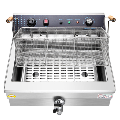 Équipement de cuisson de cuisine à cylindre unique avec taille compacte et plage de température de 0 à 200 ° C. Friteuse