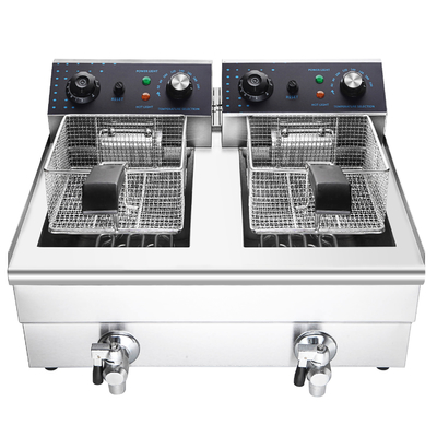 Équipement de cuisson de cuisine à cylindre unique avec taille compacte et plage de température de 0 à 200 ° C. Friteuse