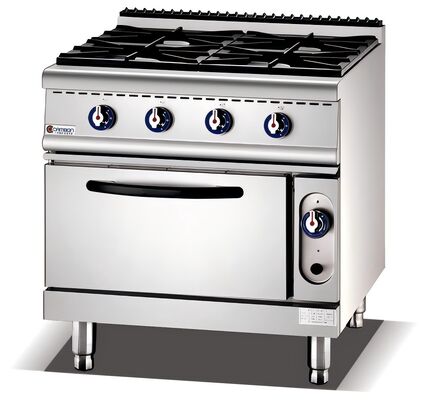 Cuisinière à gaz autoportante avec 25,8 kW de puissance et corps en acier inoxydable pour un chauffage uniforme