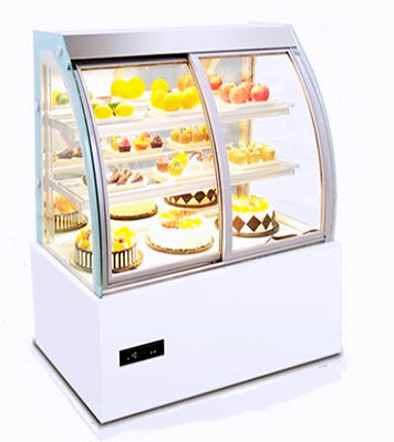 Curved No Frost Air Cooling Three Layer Commercial Cake Display Showcase