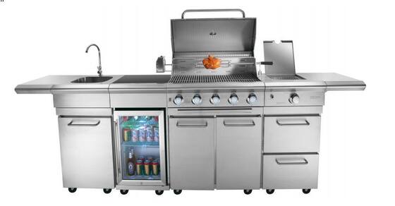 5+1Burners Char Broil Barbecue Grill Propane Gas BBQ With Side Burner Trolly Cabinet Cart Charcoal BBQ Grill Outdoor