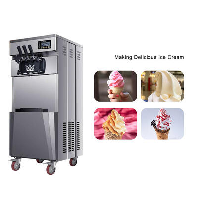 Fabricant de crème glacée verticale 3 saveurs machine à servir de la crème glacée congelée machine à faire du yogourt