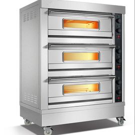 3 four électrique de pizza de convoyeur commercial de casserole du four 6 de plate-forme pour des boulangeries